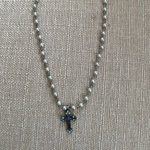 Blue pearl blue stone cross